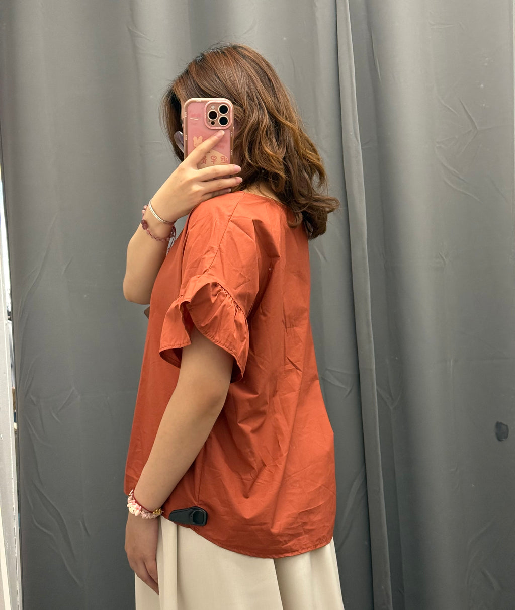 Maglietta 100% Cotone con Maniche a Balze FGD MODA