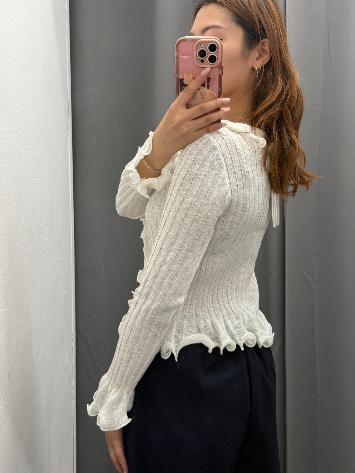 Maglia A Coste Con Volant FGD MODA