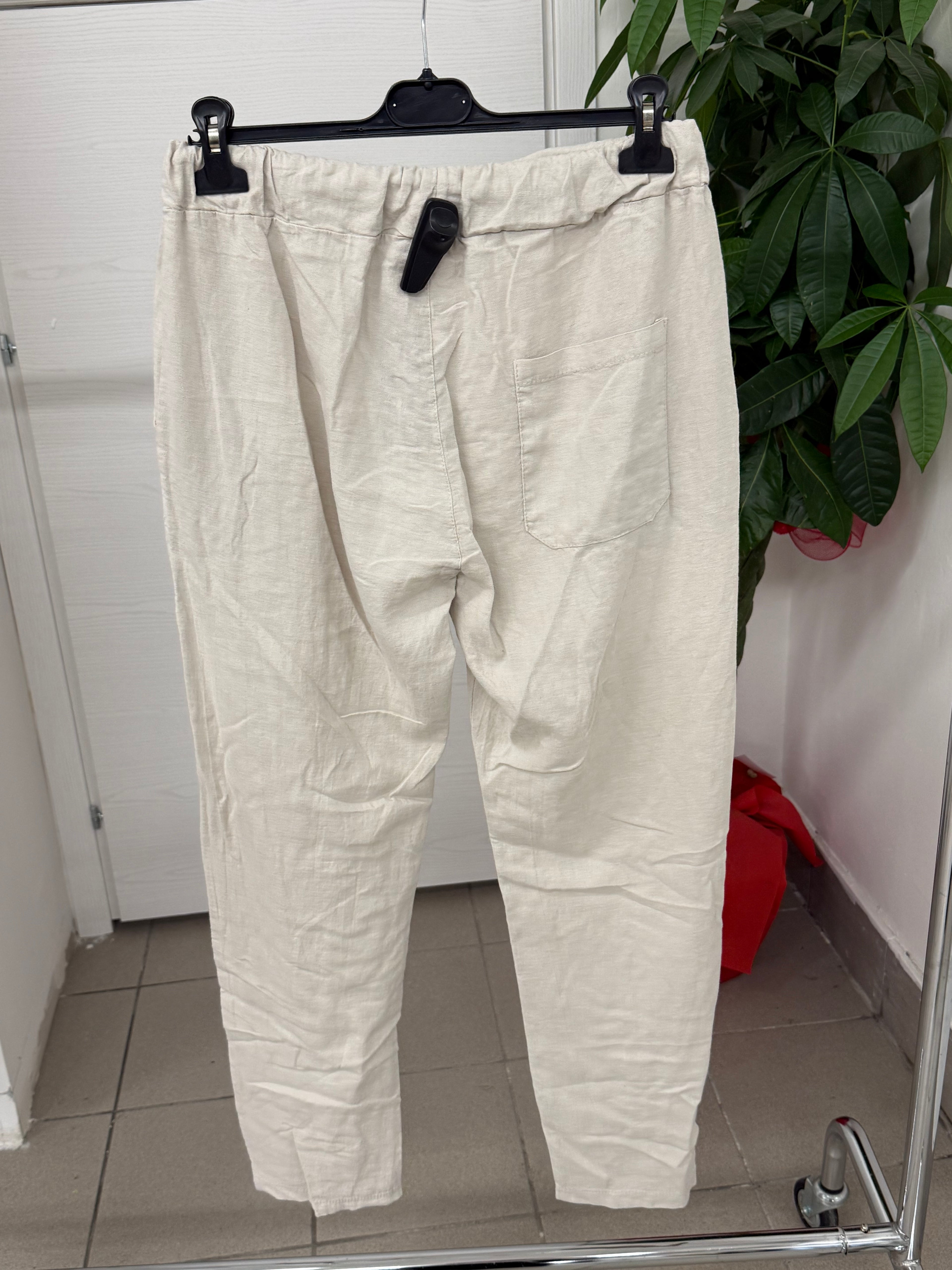 Pantaloni 100% lino con laccio FGD MODA