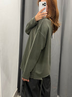 Felpa Garzata Over Fit Effetto Strappato Sul Bordo JUST WEST FGD MODA