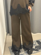 Set Coordinato Con Bordi In Pizzo Felpa E Pantaloni A Palazzo FGD MODA