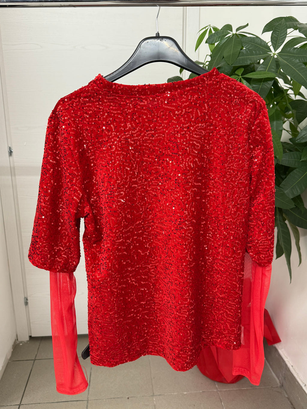 Maglietta a maniche lunghe semitrasparenti con paillettes FGD MODA