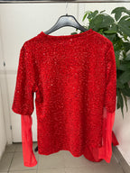 Maglietta a maniche lunghe semitrasparenti con paillettes FGD MODA