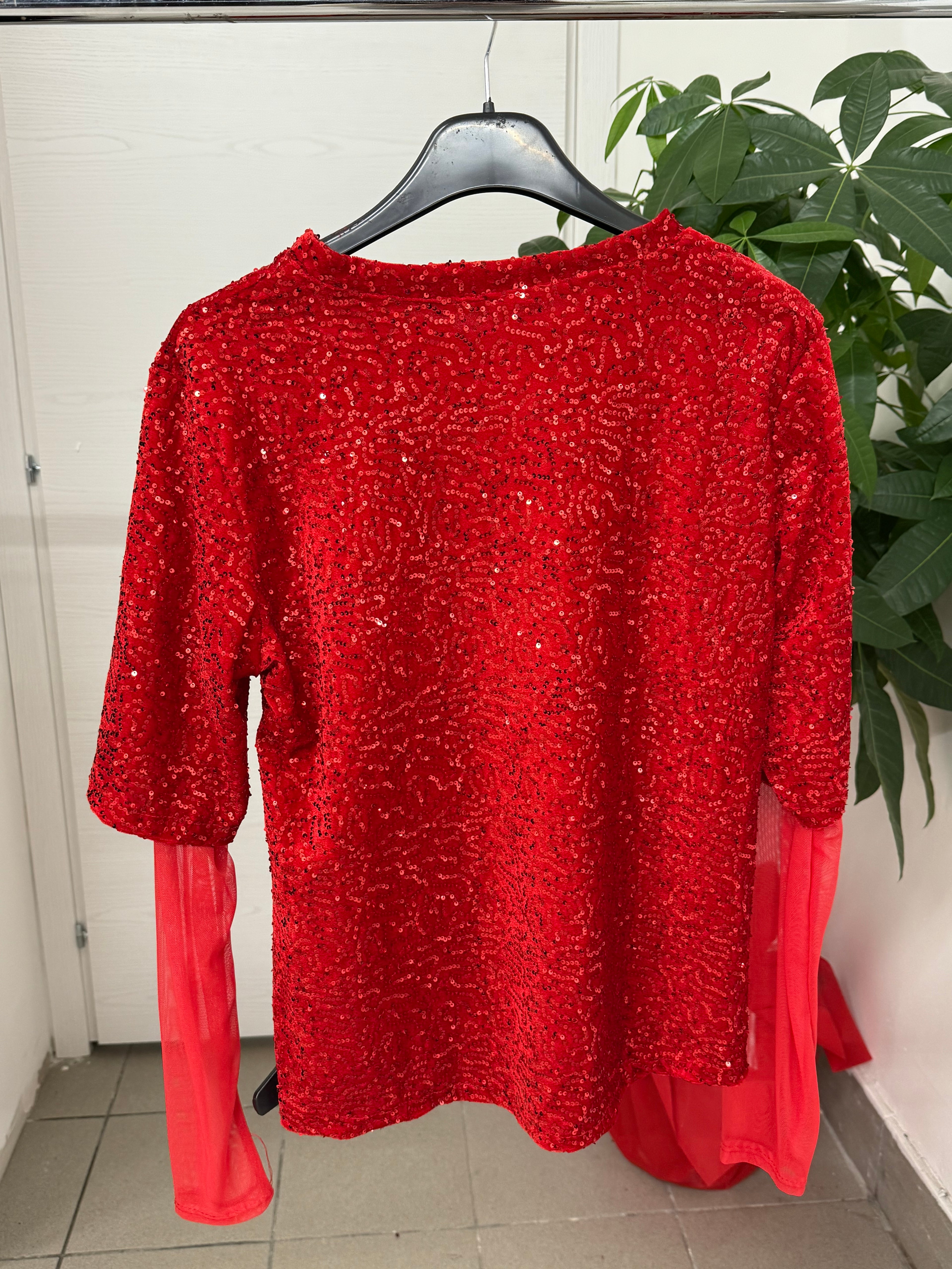 Maglietta a maniche lunghe semitrasparenti con paillettes FGD MODA