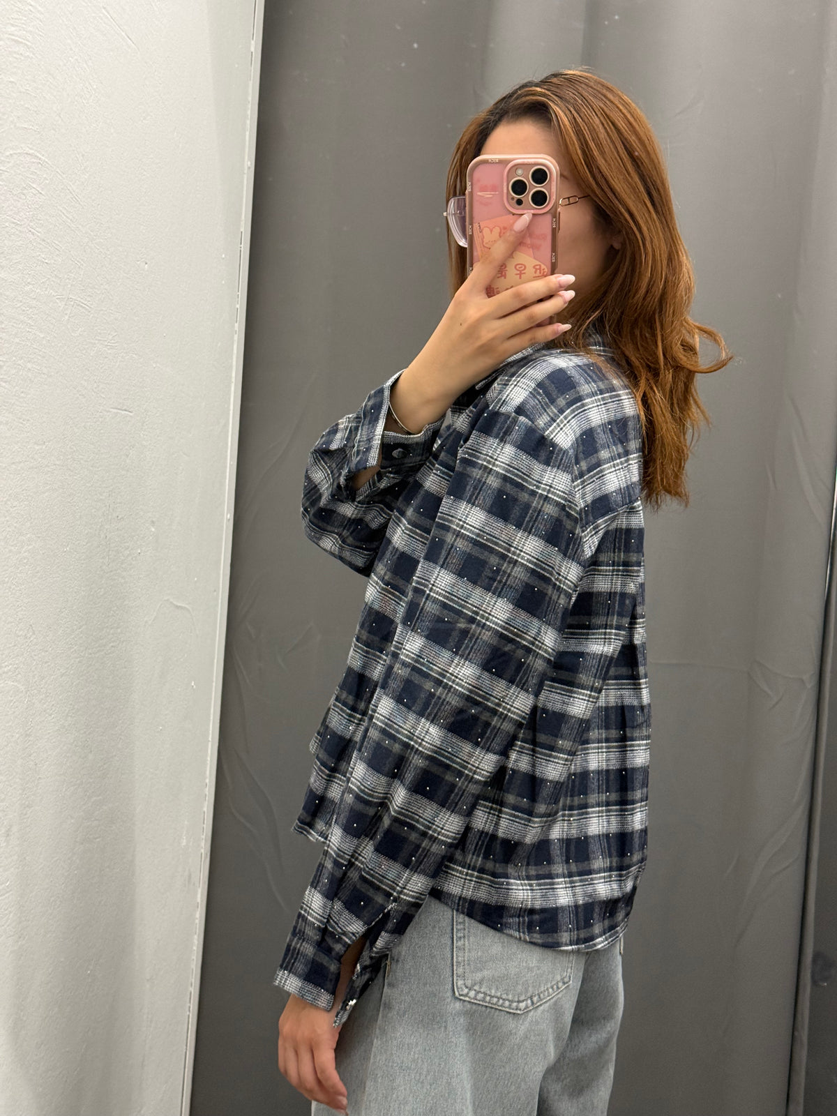 Camicia Over Fit Scozzese Brillantinata Con Taschino FGD MODA