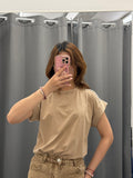 T-shirt in Cotone con Borchie sulle Spalle FGD MODA