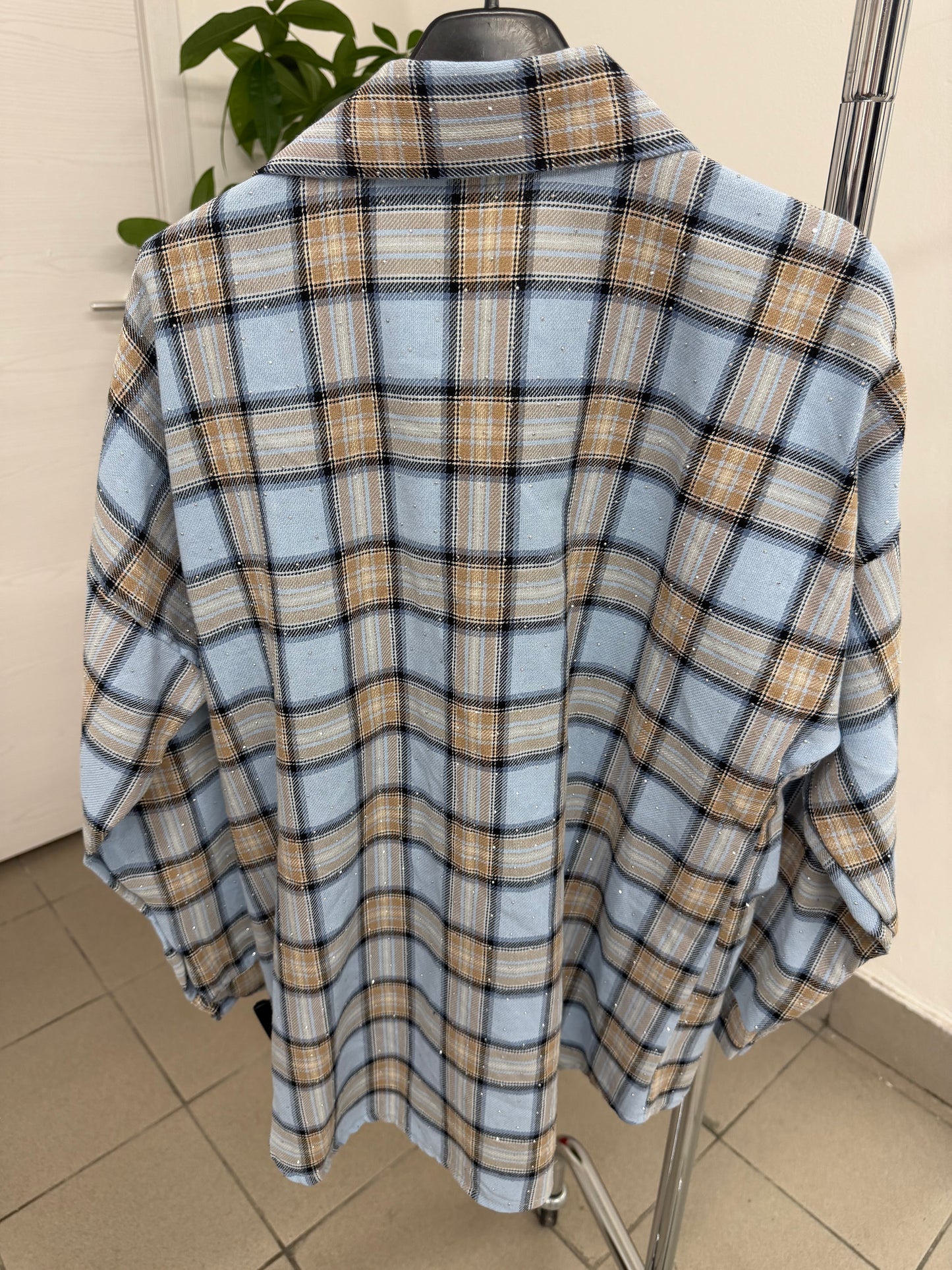 Camicia scozzese brillantinata con taschino FGD MODA