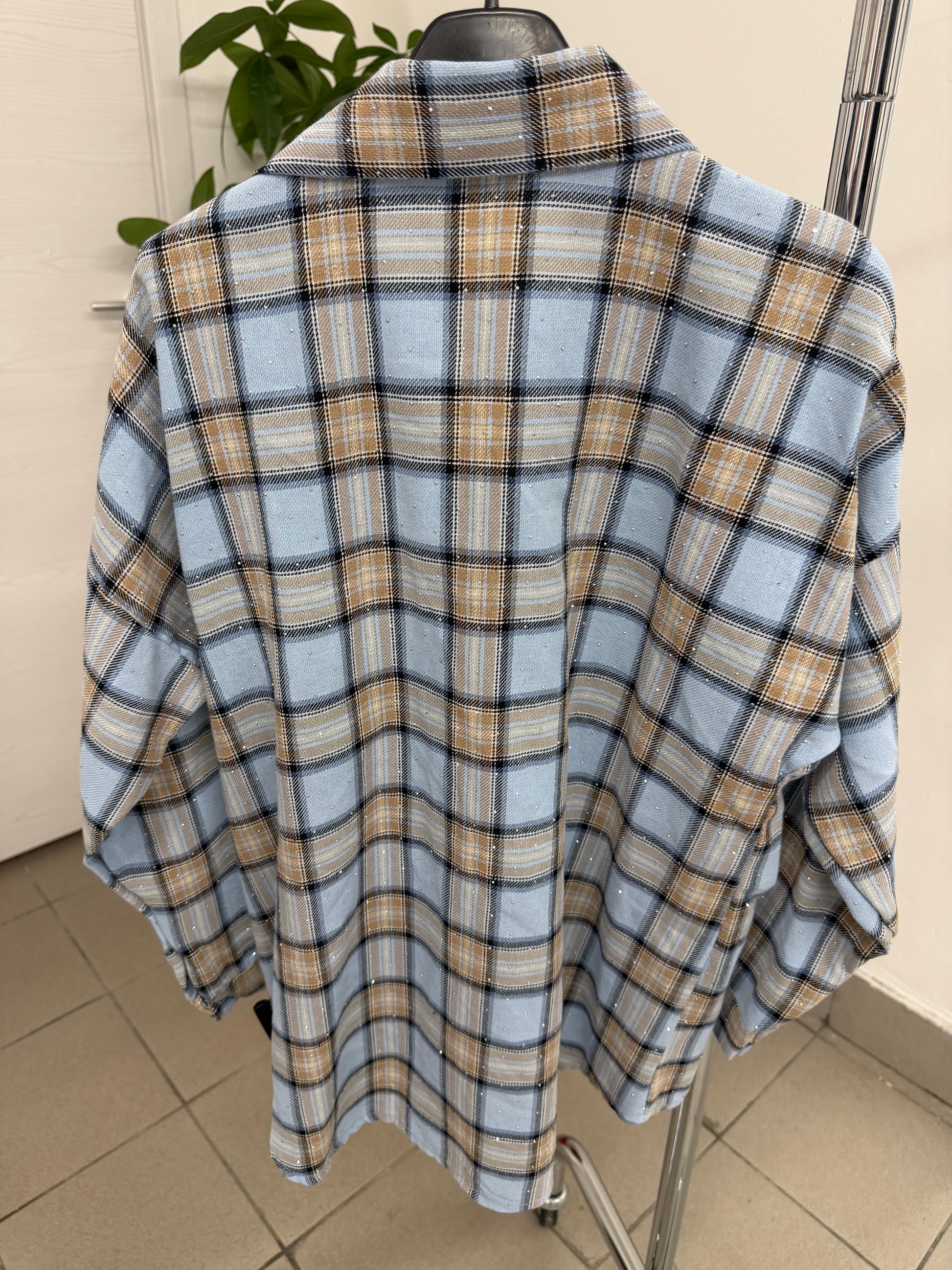 Camicia scozzese brillantinata con taschino FGD MODA