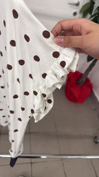 Maglietta in cotone a pois con volant sulle maniche FGD MODA