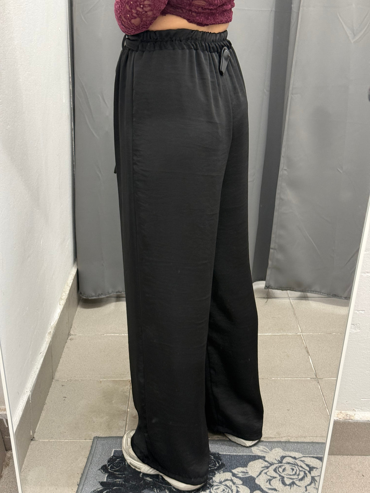 Pantaloni A Palazzo Effetto Raso Con Cinta In Tessuto FGD MODA