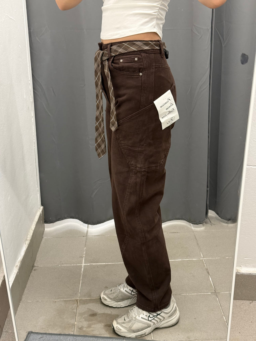 Jeans Baggy con Tasche Laterali con Cravatta FGD MODA