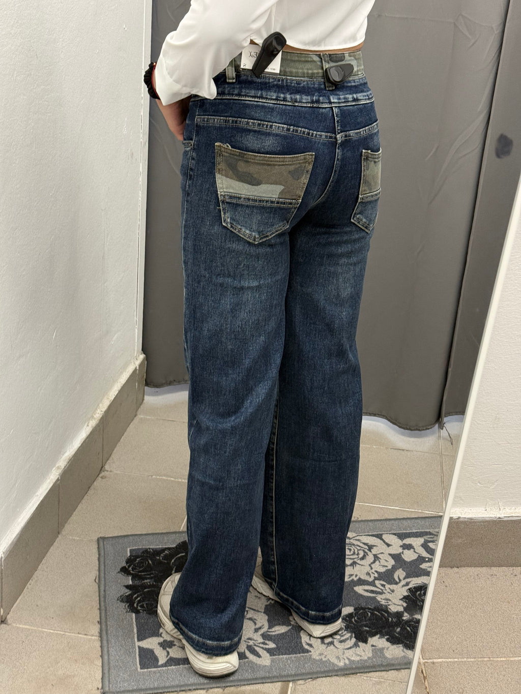 Jeans A Palazzo Con Inserti Militare YW-1908 FGD MODA