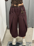 Pantaloni Barrel Tinta Unita Con Pence FGD MODA