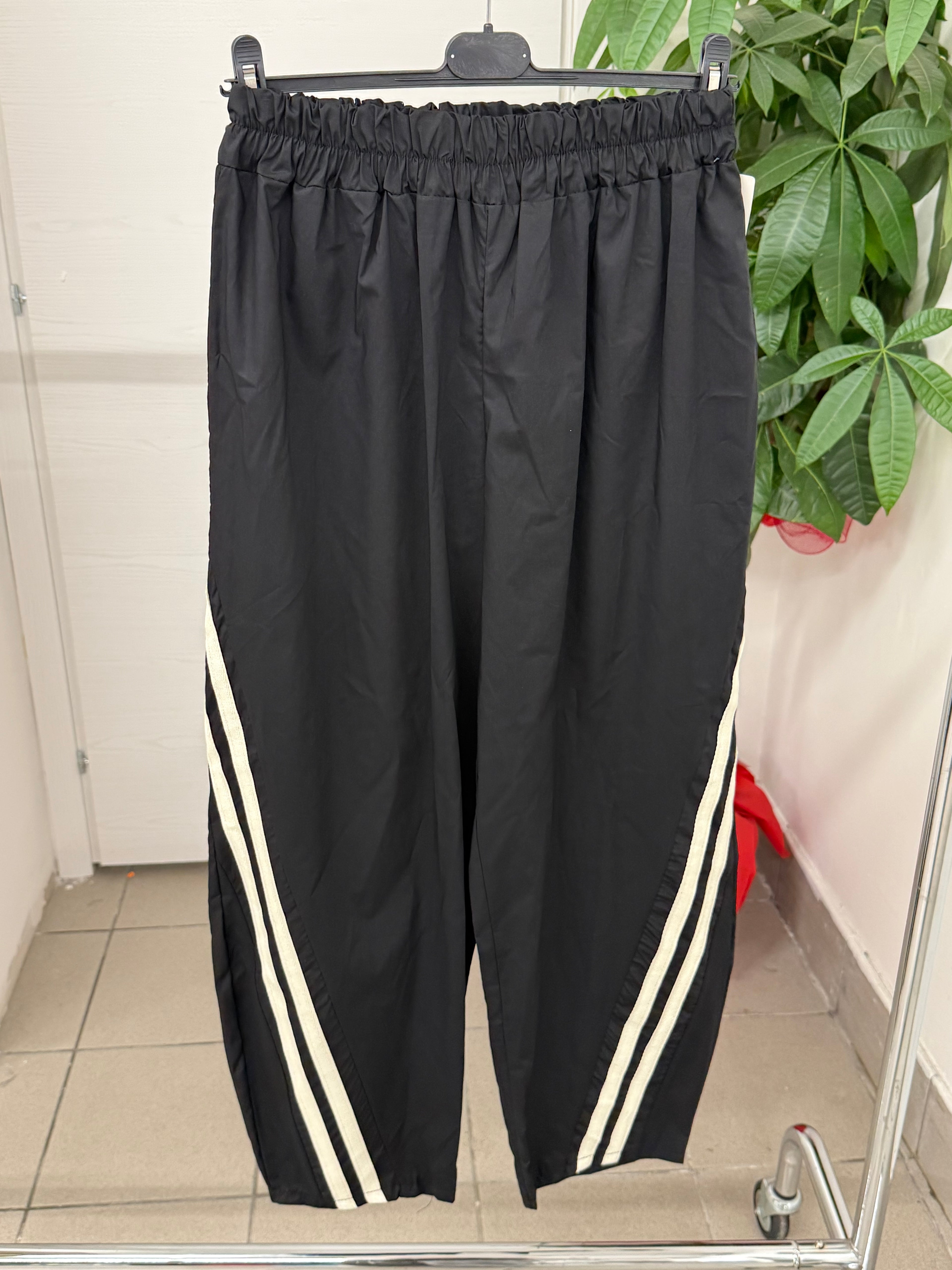 Pantaloni in cotone balloon con strisce laterali FGD MODA