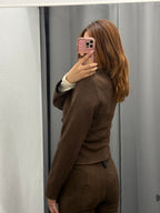 Giacca In Camoscio Stile Napoleonico Con Bottoni Con Chiusura A Zip FGD MODA