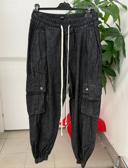 Pantaloni denim cargo con polsini Duca Homme FGD MODA