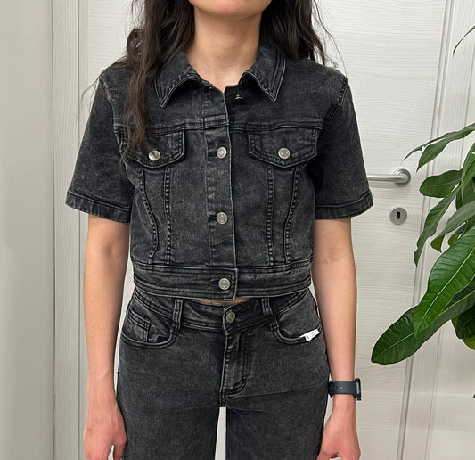 Top denim con bottoni FGD MODA