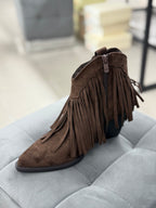 Stivali texani in camoscio con frange tacco 7cm GA059 FGD MODA