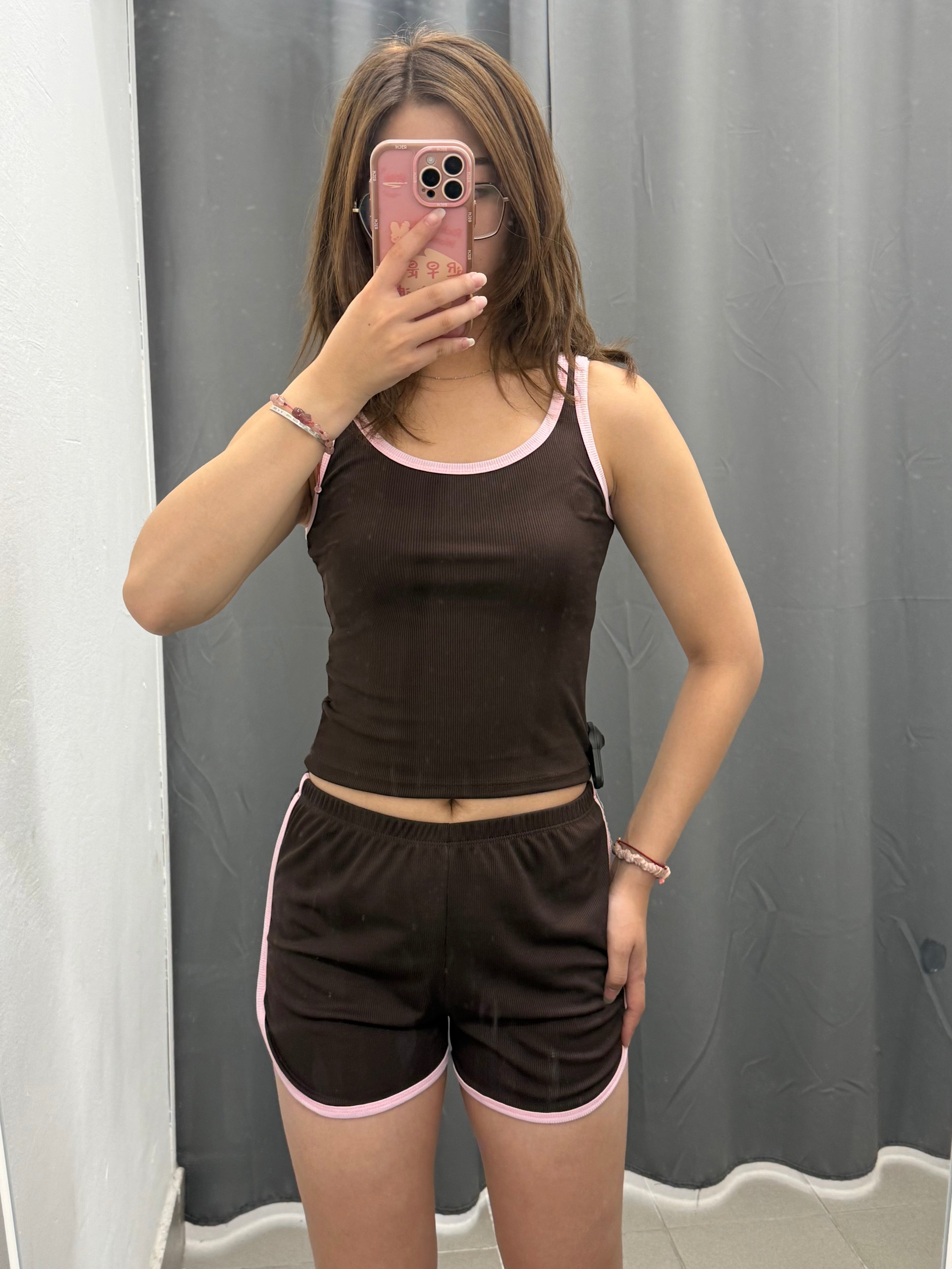 Set Coordinato Bicolore Canotta e Pantaloncini a Costine FGD MODA
