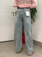 Jeans balloon con tasche e cinta