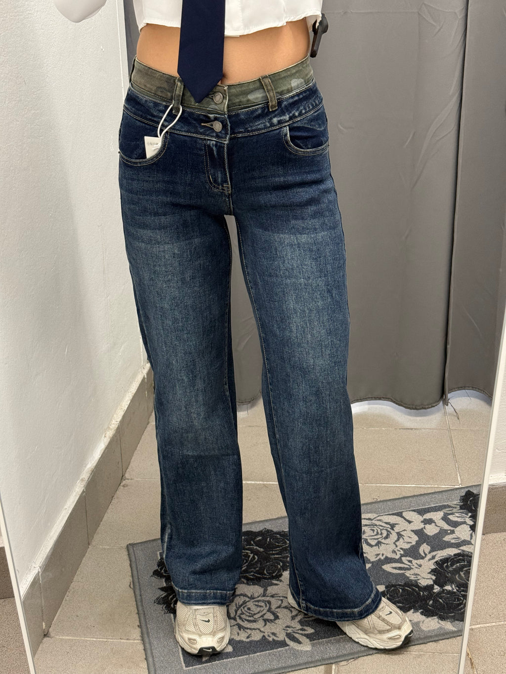 Jeans A Palazzo Con Inserti Militare YW-1908 FGD MODA
