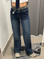 Jeans A Palazzo Con Inserti Militare YW-1908 FGD MODA