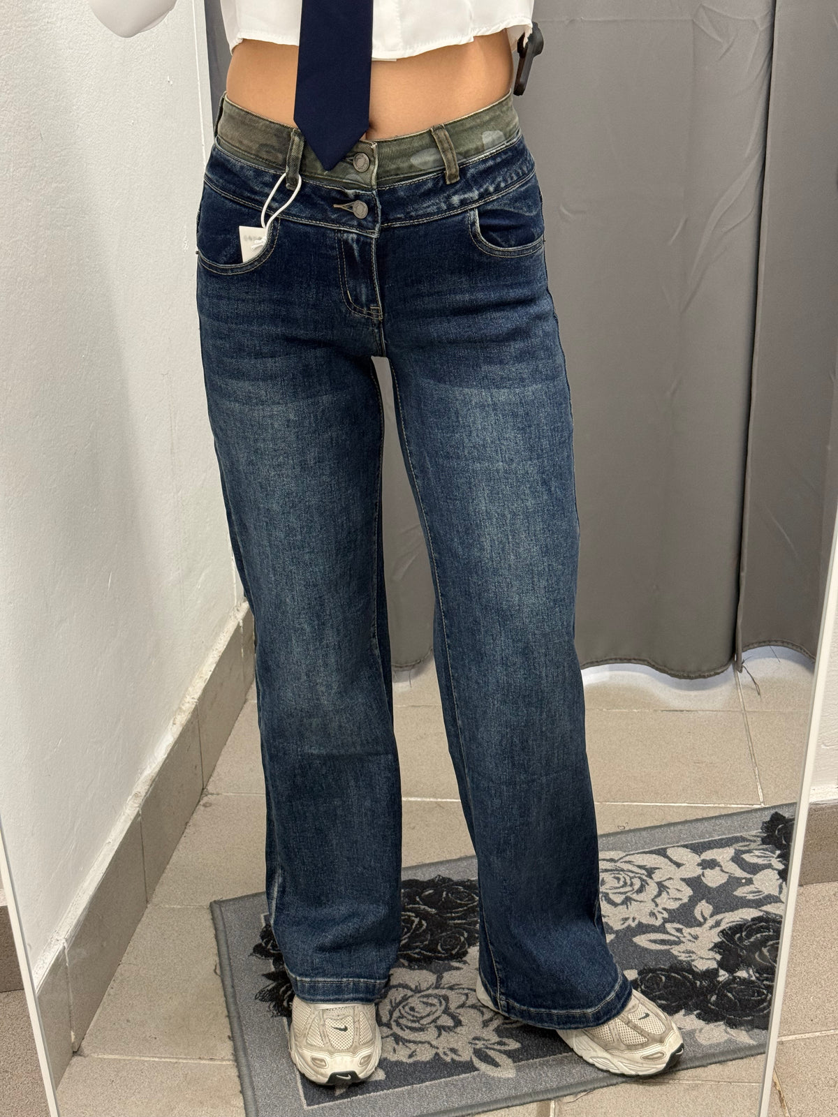 Jeans A Palazzo Con Inserti Militare YW-1908 FGD MODA
