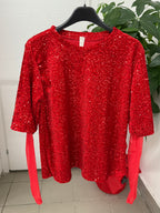 Maglietta a maniche lunghe semitrasparenti con paillettes FGD MODA