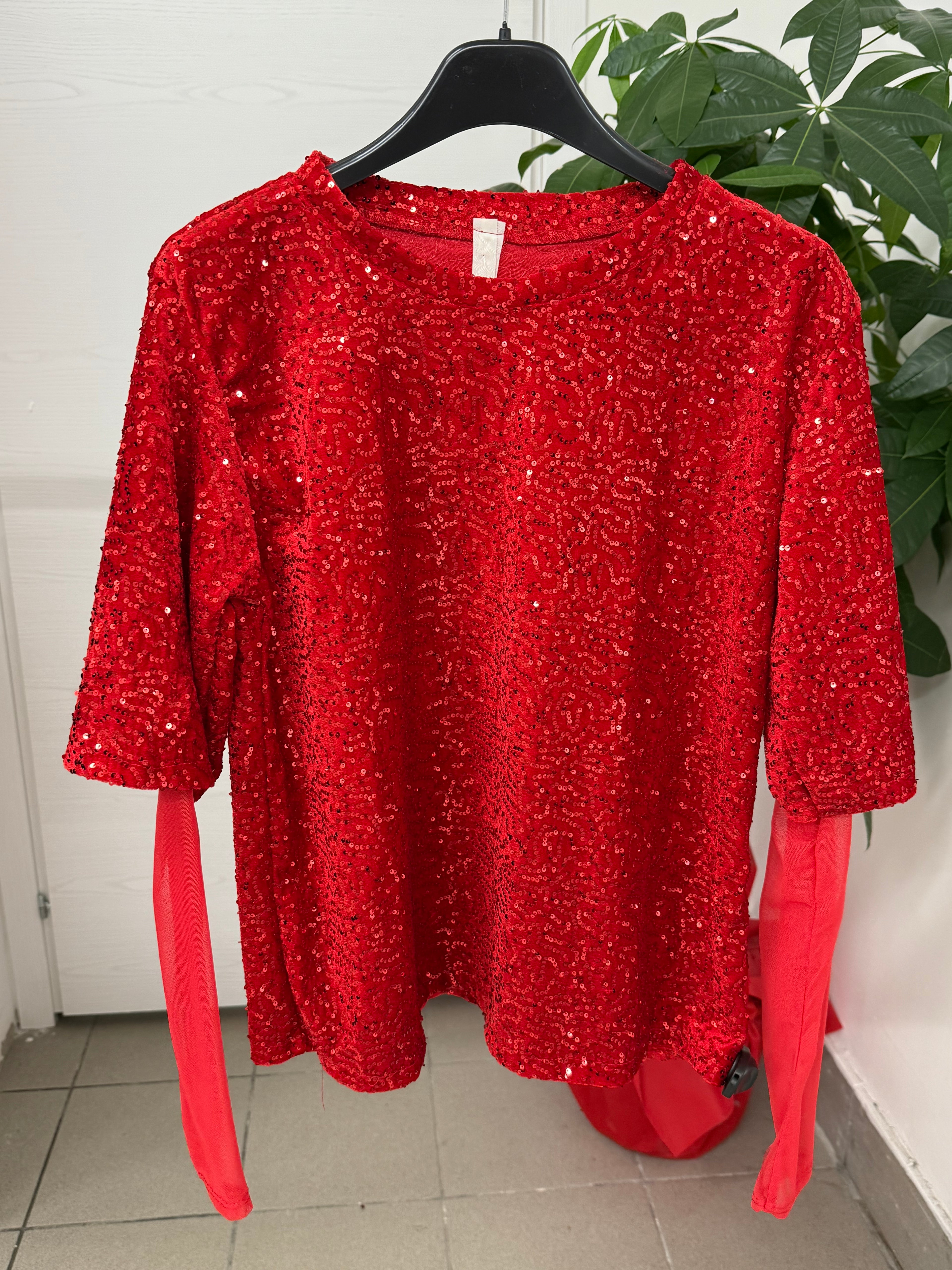 Maglietta a maniche lunghe semitrasparenti con paillettes FGD MODA