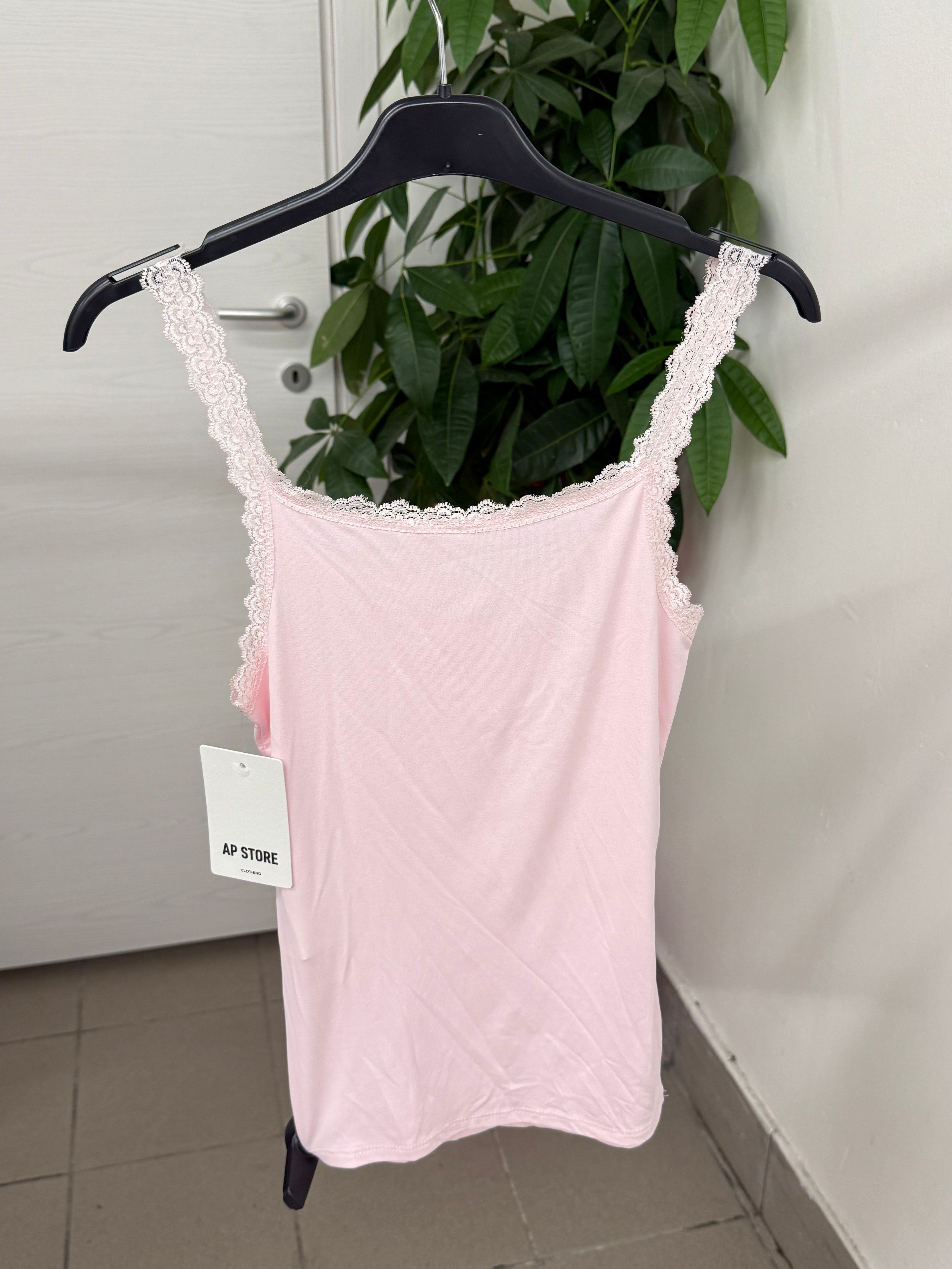 Canotta in lycra con spalline in pizzo FGD MODA