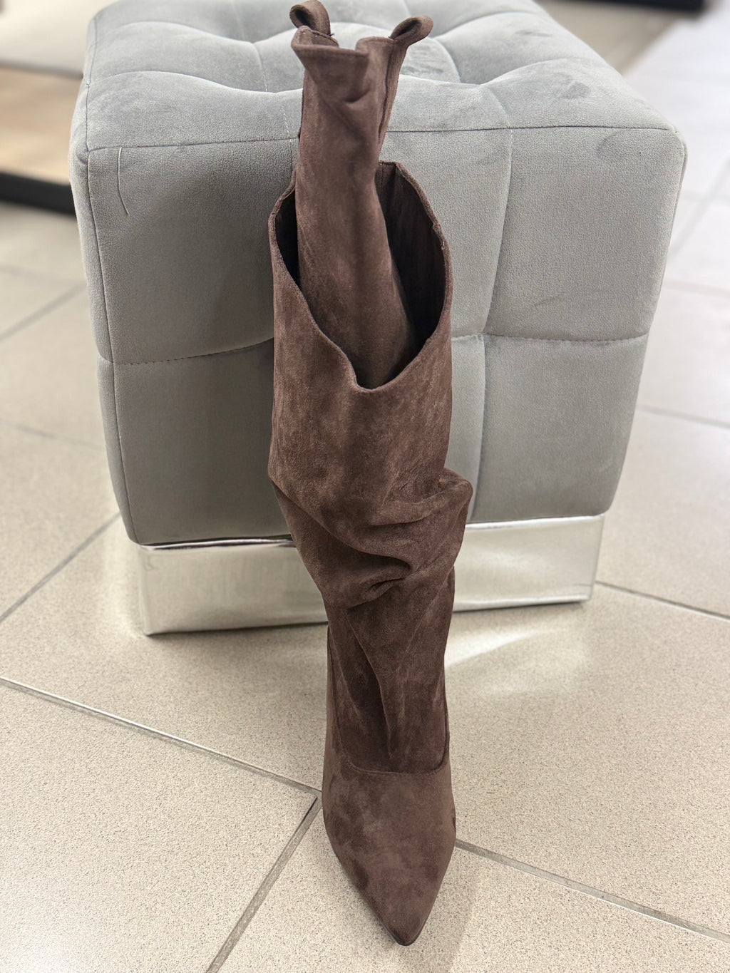 Stivali Alti In Camoscio Effetto Doppio Stivale FGD MODA