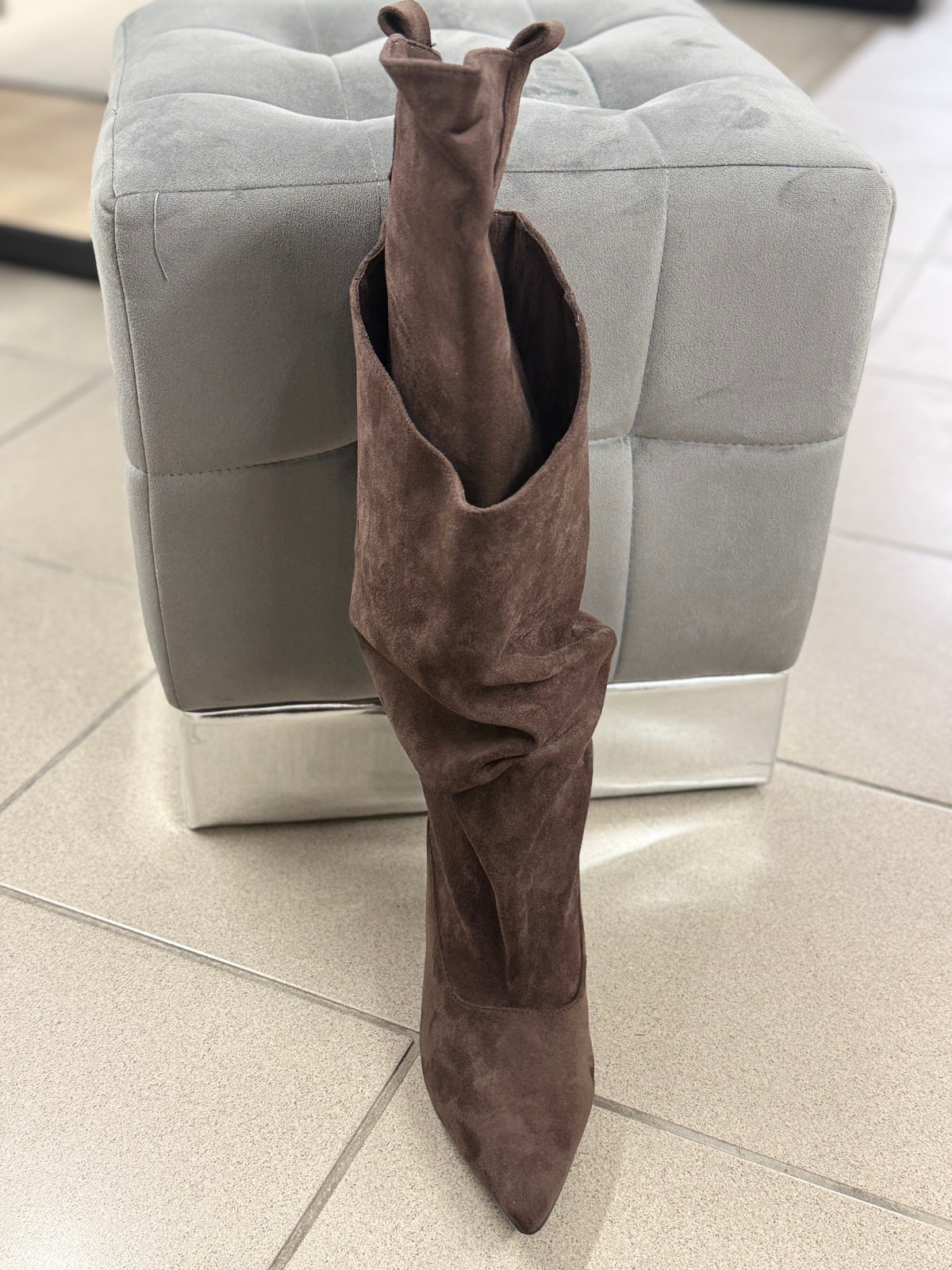 Stivali Alti In Camoscio Effetto Doppio Stivale FGD MODA
