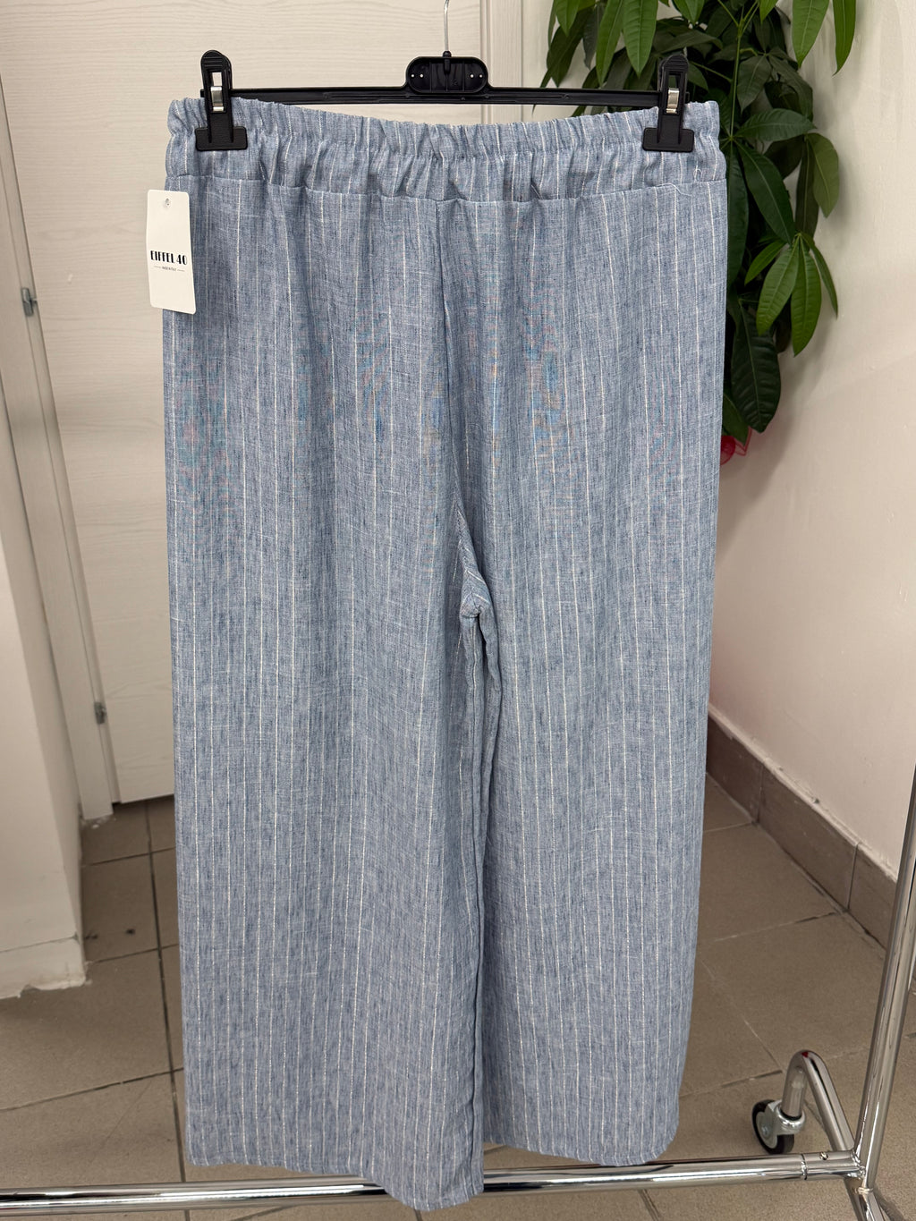 Pantaloni in viscosa a palazzo gessato con lurex per taglie curvy FGD MODA