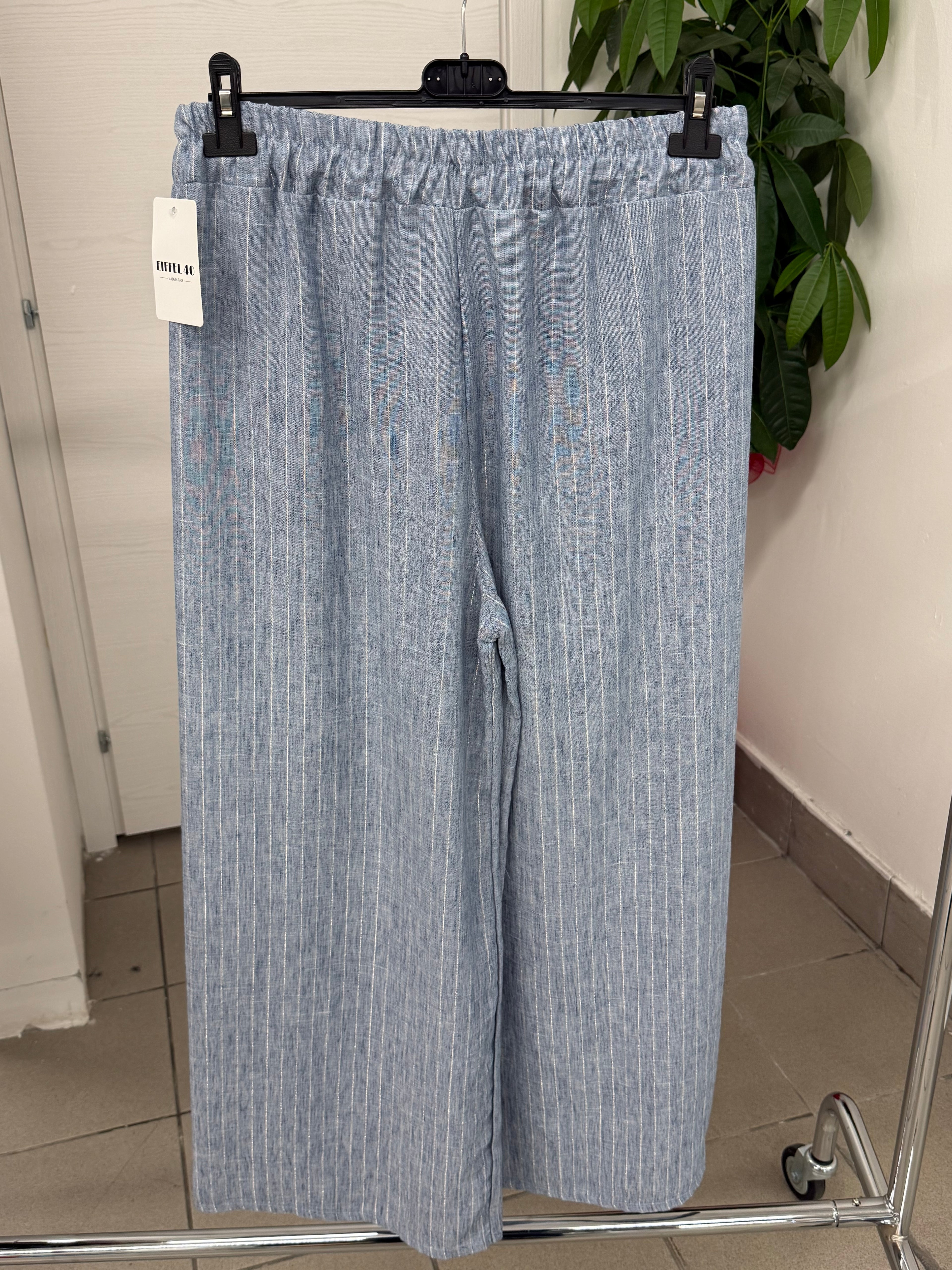 Pantaloni in viscosa a palazzo gessato con lurex per taglie curvy FGD MODA