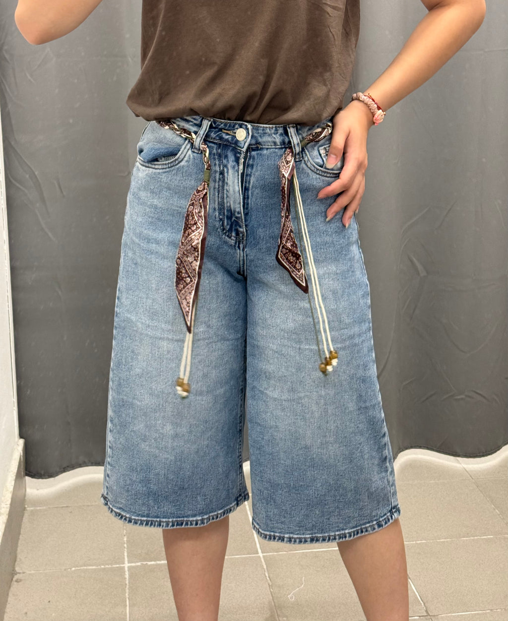 Bermuda di Jeans con Cinta a Foulard SJ1805 FGD MODA