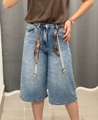 Bermuda di Jeans con Cinta a Foulard SJ1805 FGD MODA