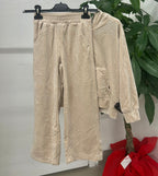 Set coordinato in ciniglia felpa con zip e pantaloni brillantinati FGD MODA
