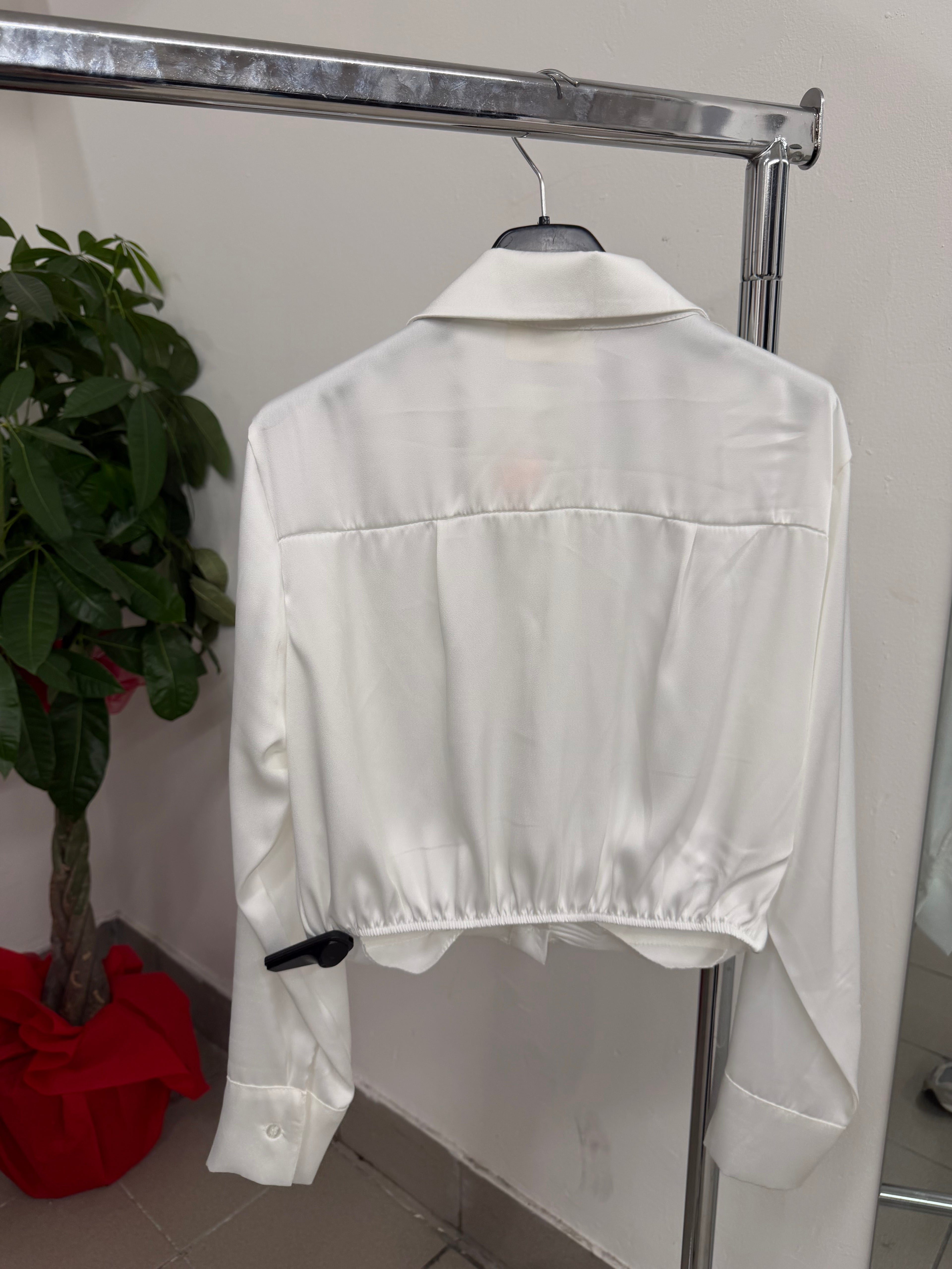 Camicia raso crop con elastico FGD MODA