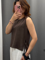 Canotta in tencel con fiocchi laterali FGD MODA