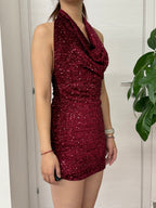 Abito corto con paillettes con scollo a cappuccio FGD MODA