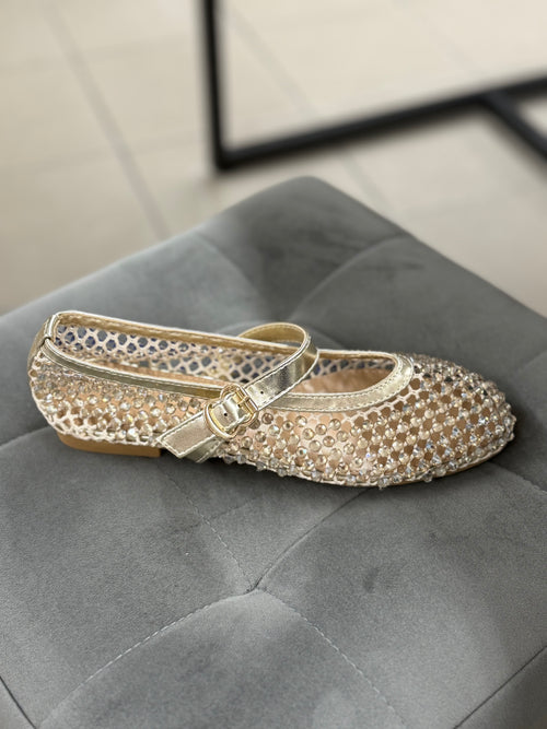 Ballerine Mary Jane forate con brillantini H97 FGD MODA