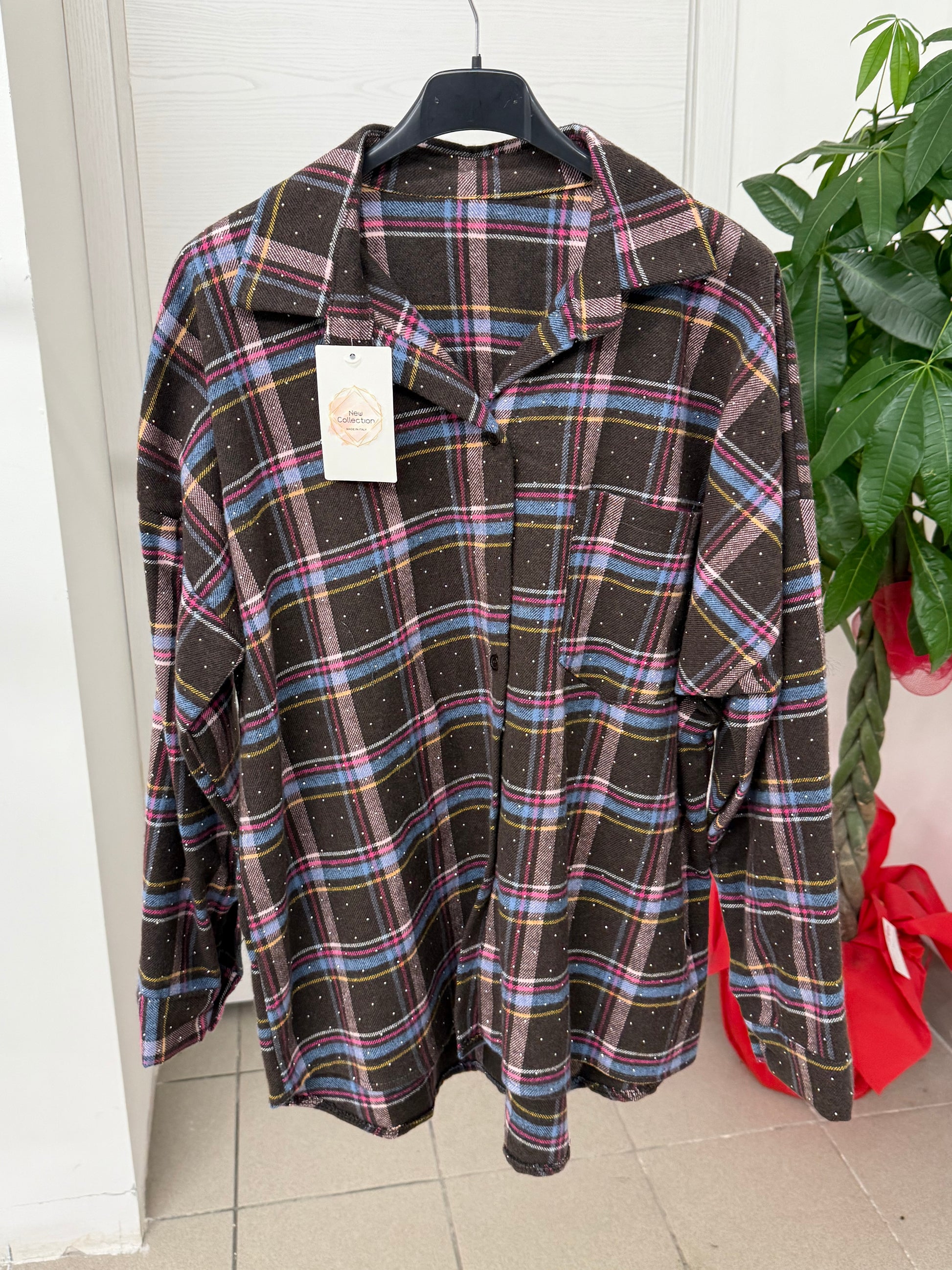 Camicia scozzese brillantinata con taschino FGD MODA