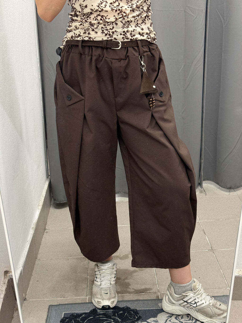 Pantaloni Barrel Tinta Unita Con Pence FGD MODA