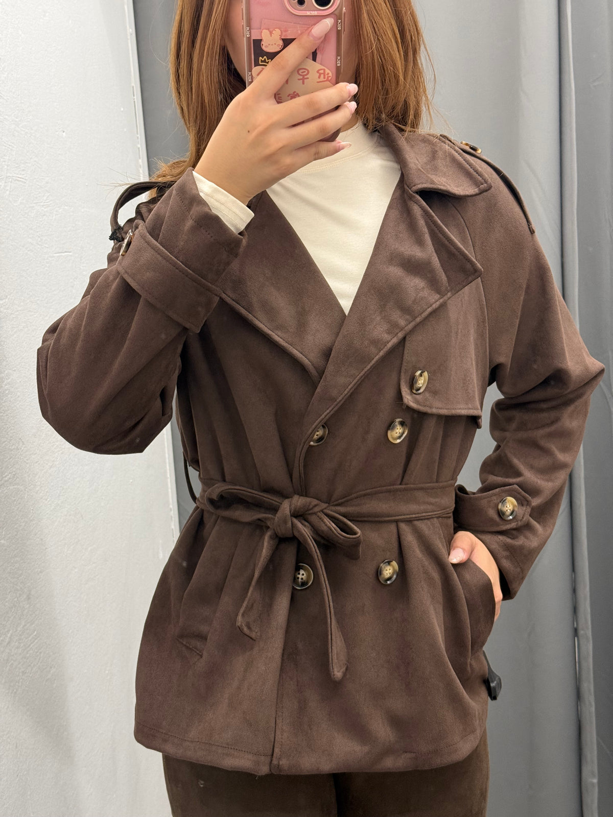 Trench Corto In Camoscio Con Cinta FGD MODA
