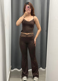 Set coordinato in lycra Top e Leggings a campana con bordi in pizzo FGD MODA