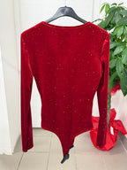 Body in velluto brillantinato con coppe interne FGD MODA