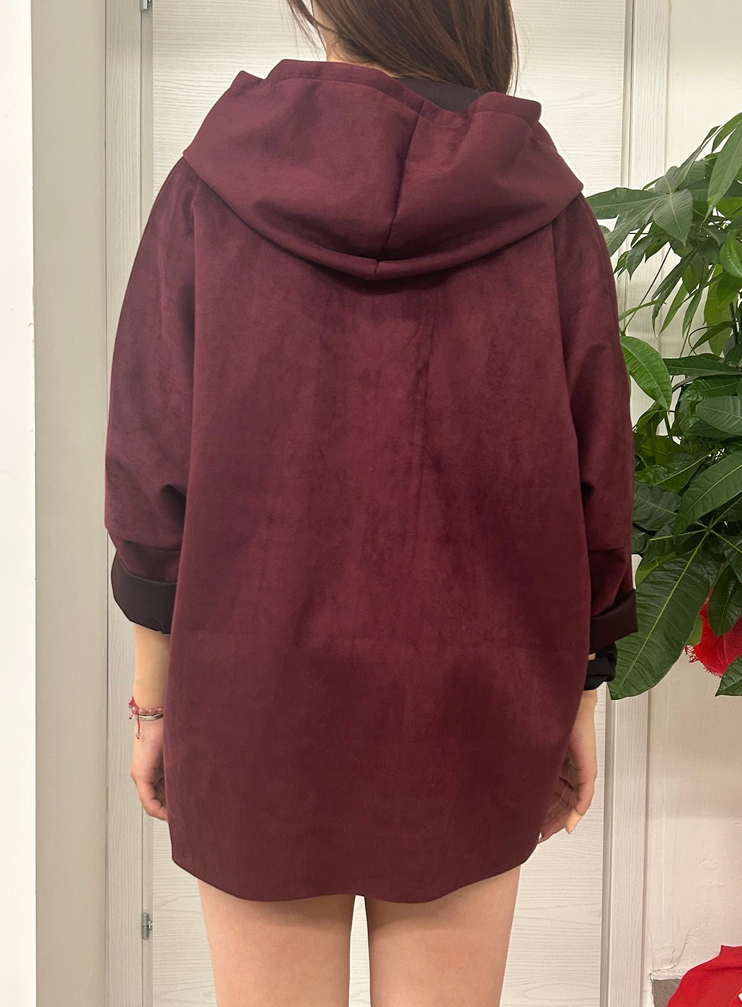 Giacca in camoscio con zip e cappuccio FGD MODA