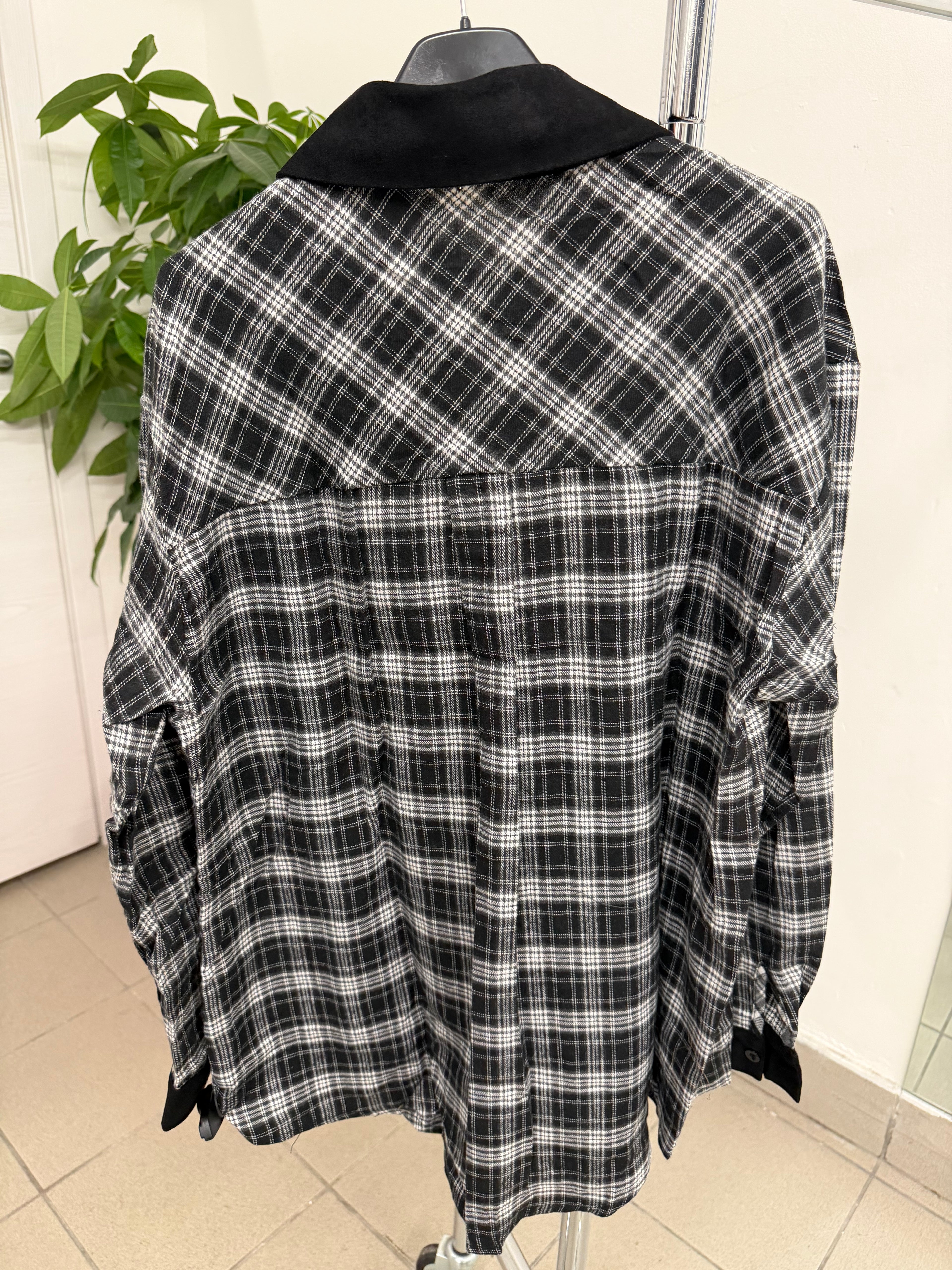 Camicia scozzese con collo in velluto FGD MODA