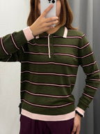 Polo Knit A Righe A Maniche Lunghe FGD MODA