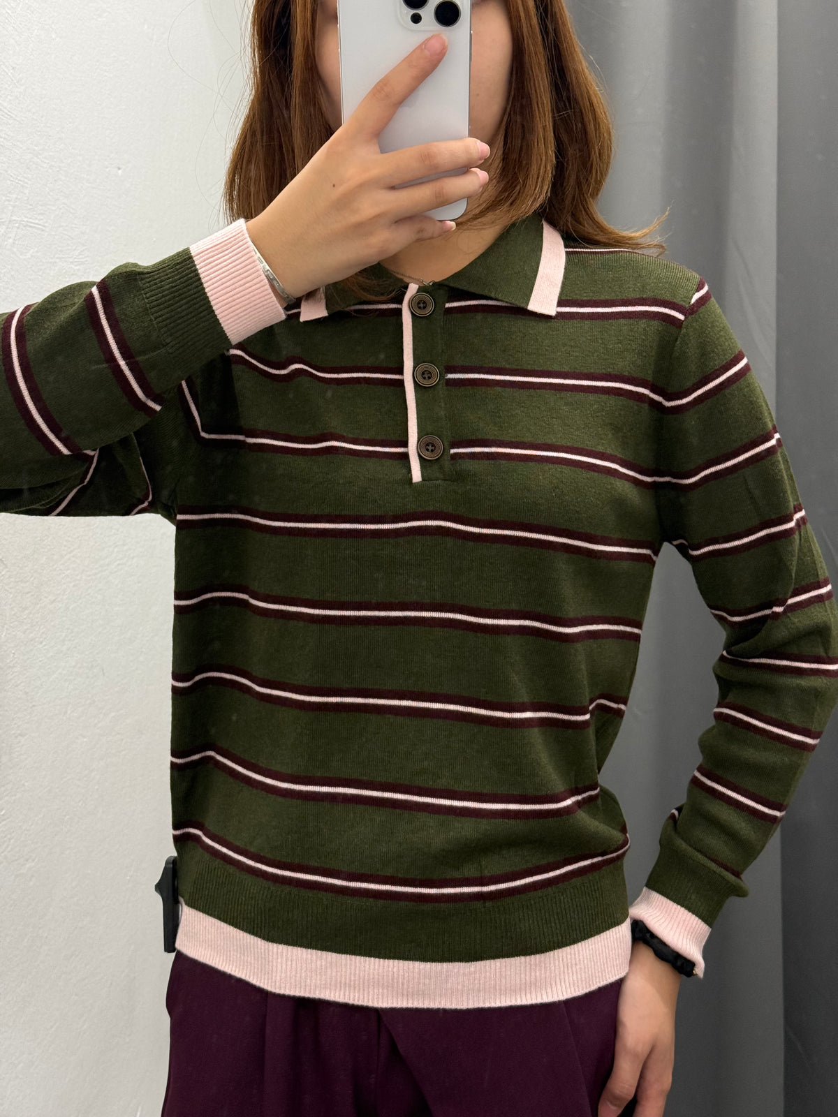 Polo Knit A Righe A Maniche Lunghe FGD MODA